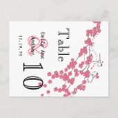 ヴィンテージラブバードピンクさくらんぼブロッサムテーブル番号 ポストカード (裏面)