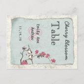 ヴィンテージラブバードピンクさくらんぼブロッサムテーブル番号 ポストカード (裏面)