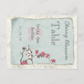 ヴィンテージラブバードピンクさくらんぼブロッサムテーブル番号 ポストカード (裏面)