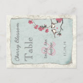 ヴィンテージラブバードピンクさくらんぼブロッサムテーブル番号 ポストカード (正面)