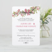 ヴィンテージラブバードピンクとグレーのさくらんぼの花 招待状 (スタンド正面)