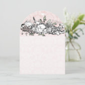 ヴィンテージラブバードピンクミュージカルス結婚クロル 招待状 (スタンド正面)