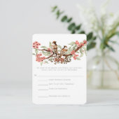 ヴィンテージラブバードピンク結婚フローラ 出欠カード (スタンド正面)