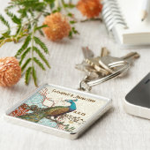 ヴィンテージラブバードピーコックダマスクウェディングキーチェーン キーホルダー (側面)