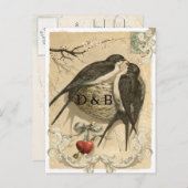 ヴィンテージラブバードフランスのネストデコール保存日 案内ポストカード (正面/裏面)