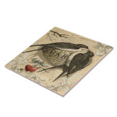 ヴィンテージラブバードフランスのネストデコ結婚アの日付 タイル (側面)