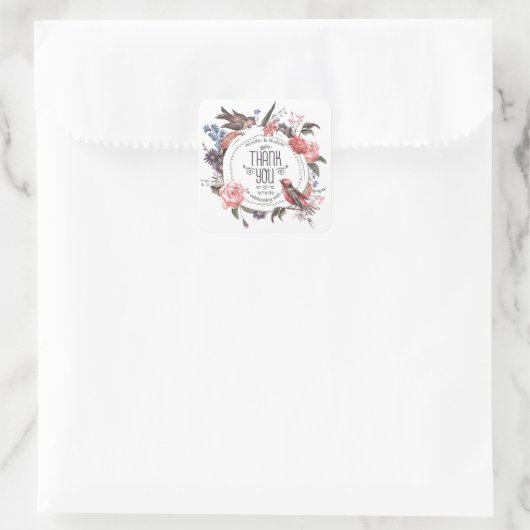 ヴィンテージラブバードフローラサンキュー結婚ズカスタム スクエアシール (バッグ)