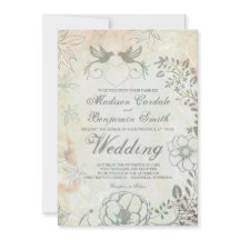 ヴィンテージラブバードフローラ結婚式招待状