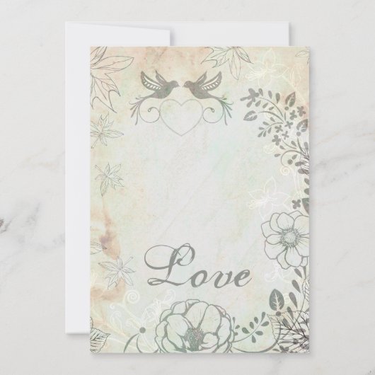 ヴィンテージラブバードフローラ結婚式招待状 招待状 (裏面)