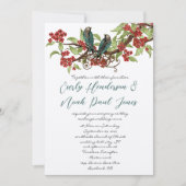 ヴィンテージラブバードレッドブルーミングツリー結婚ズ 招待状 (正面)