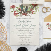 ヴィンテージラブバードレッドブルーミングツリー結婚ズ 招待状