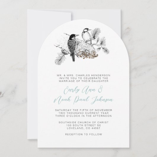 ヴィンテージラブバード任意のカラー結婚式招待状 招待状 (正面)