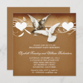 ヴィンテージラブバード婚約パーティ招待状 招待状 (正面/裏面)