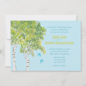 ヴィンテージラブバード樺の木ツリー結婚式招待状 招待状 (正面)