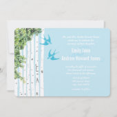 ヴィンテージラブバード樺の木ツリー結婚式招待状 招待状 (正面)