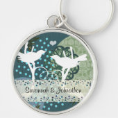 ヴィンテージラブバード甘いハートキーチェーン キーホルダー (正面)