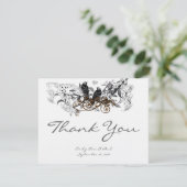 ヴィンテージラブバード白いフローラ結婚の感謝 サンキューカード