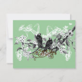 ヴィンテージラブバード白い花ブランチ結婚ズ 出欠カード (裏面)