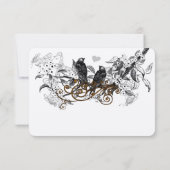 ヴィンテージラブバード白い花ブランチ結婚ズ 出欠カード (裏面)