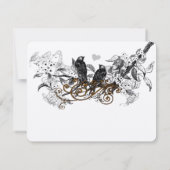 ヴィンテージラブバード白い花ブランチ結婚ズ 出欠カード (裏面)