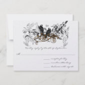 ヴィンテージラブバード白い花ブランチ結婚ズ 出欠カード (裏面)