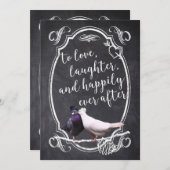 ヴィンテージラブバード素朴シャルボ結婚ード 招待状 (正面/裏面)