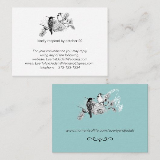 ヴィンテージラブバード素朴ズウッドペッカーズRSVP エンクロージャーカード (正面/裏面)