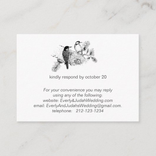 ヴィンテージラブバード素朴ズウッドペッカーズRSVP エンクロージャーカード (正面)