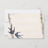 ヴィンテージラブバード結婚ネイビーありがとう サンキューカード (裏面)