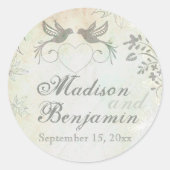 ヴィンテージラブバード結婚式の引き出物シール ラウンドシール (正面)