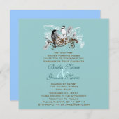 ヴィンテージラブバード結婚式招待状ホワイトノート 招待状 (正面/裏面)