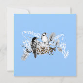 ヴィンテージラブバード結婚式招待状ホワイトノート 招待状 (裏面)