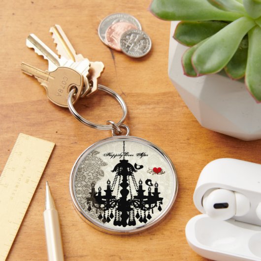 ヴィンテージラブバード結婚式招待状 キーホルダー (デスク)