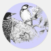 ヴィンテージラブバード結婚式招待状 ラウンドシール (正面)