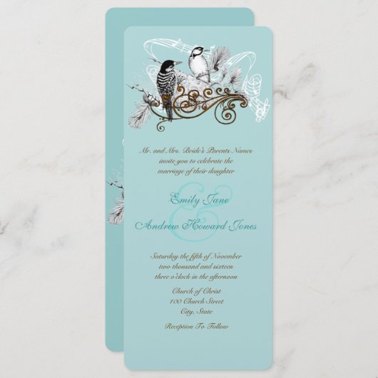 ヴィンテージラブバード結婚式招待状 招待状 (正面/裏面)