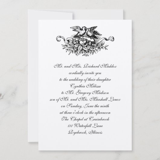 ヴィンテージラブバード結婚式招待状 招待状 (正面)