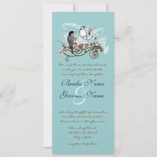 ヴィンテージラブバード結婚式招待状 招待状 (正面)