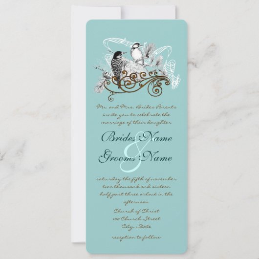 ヴィンテージラブバード結婚式招待状 招待状 (正面)