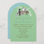 ヴィンテージラブバード結婚式招待状 招待状 (正面/裏面)