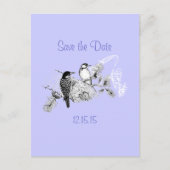 ヴィンテージラブバード結婚式招待状 案内ポストカード (正面)