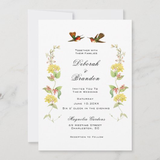 ヴィンテージラブバード結婚式招待状 案内状 (正面)