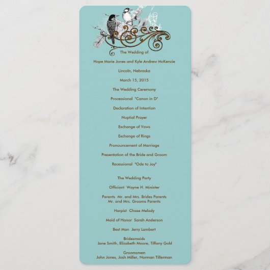 ヴィンテージラブバード結婚式 プログラム (正面)