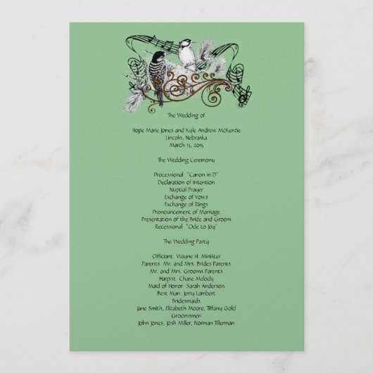 ヴィンテージラブバード結婚式 プログラム (正面)