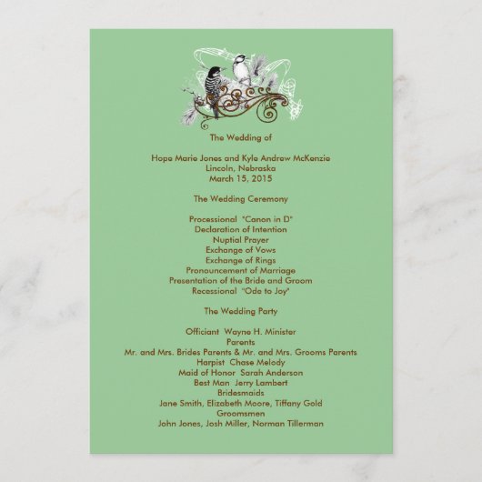 ヴィンテージラブバード結婚式 プログラム (正面)