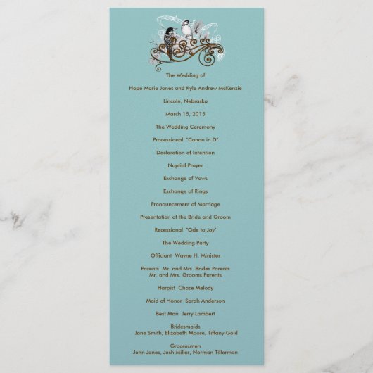 ヴィンテージラブバード結婚式 プログラム (正面)