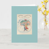 ヴィンテージラブバード記念グリーティングカード カード (黄色い花)