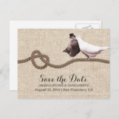 ヴィンテージラブバード&トウィーンノット日付を保存 案内ポストカード (正面/裏面)