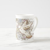 ヴィンテージラブバード、2つの白い鳩フローラ ボーンチャイナマグカップ (正面右)