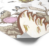 ヴィンテージラブバード、2つの白い鳩フローラ ポスター (角)