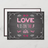 ヴィンテージラブピンク&ブラックシャルボ結婚ード ポストカード (正面/裏面)